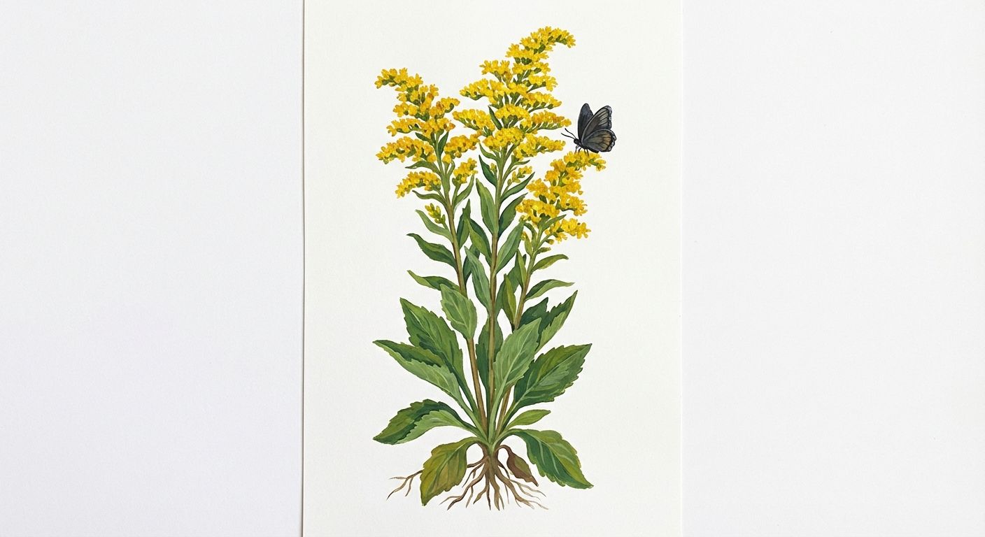 Showy Goldenrod (Solidago speciosa), colorful illustration