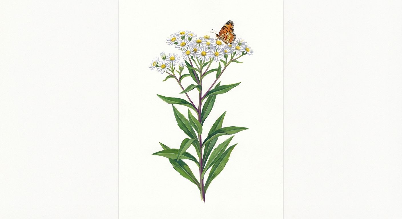 Flat-topped White Aster (Doellingeria umbellata), colorful illustration