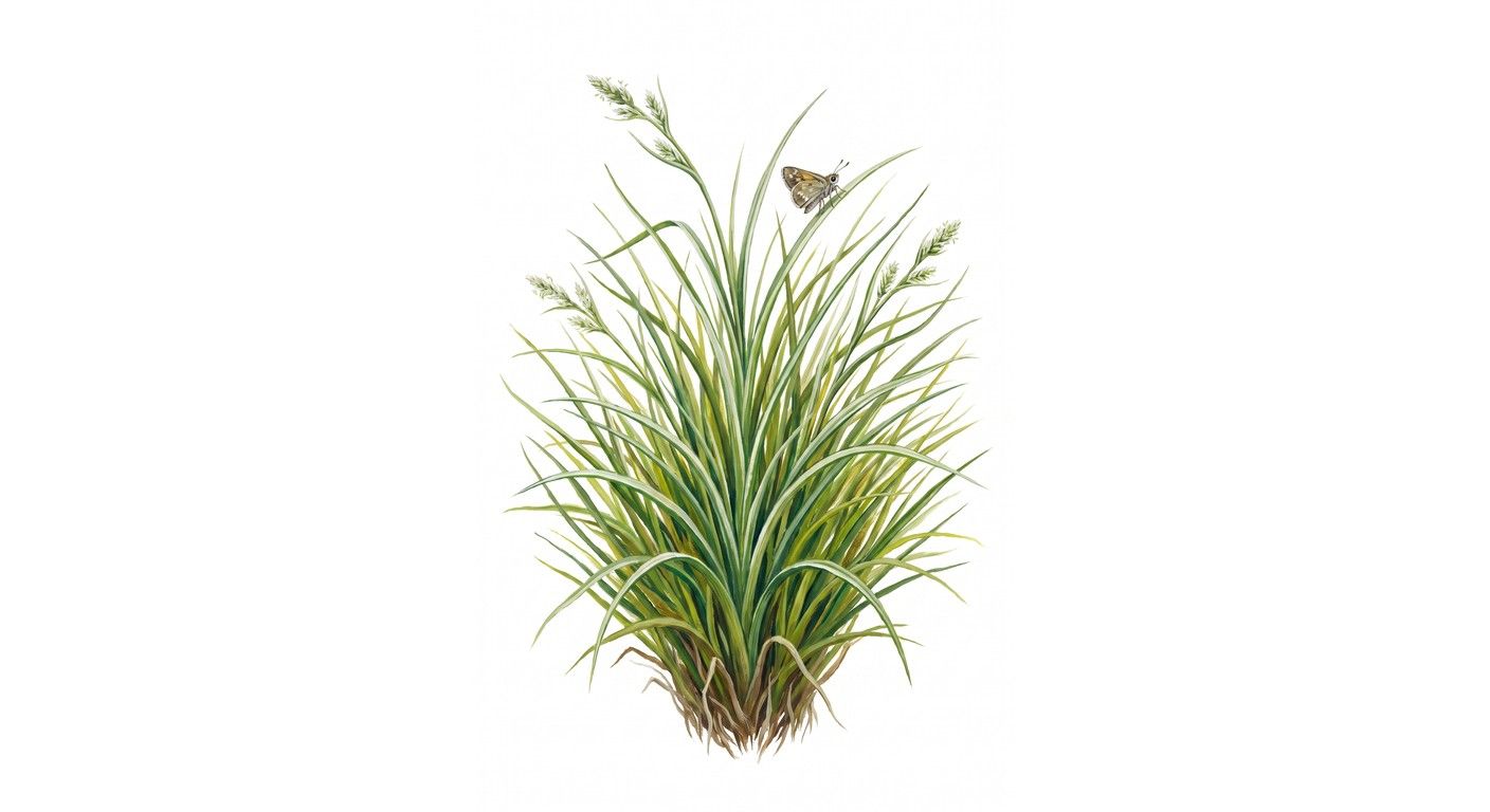 White-tinged Sedge (Carex albicans), colorful illustration
