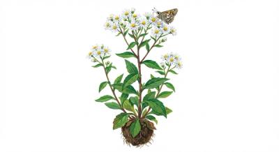 White Wood Aster (Eurybia divaricata), colorful illustration