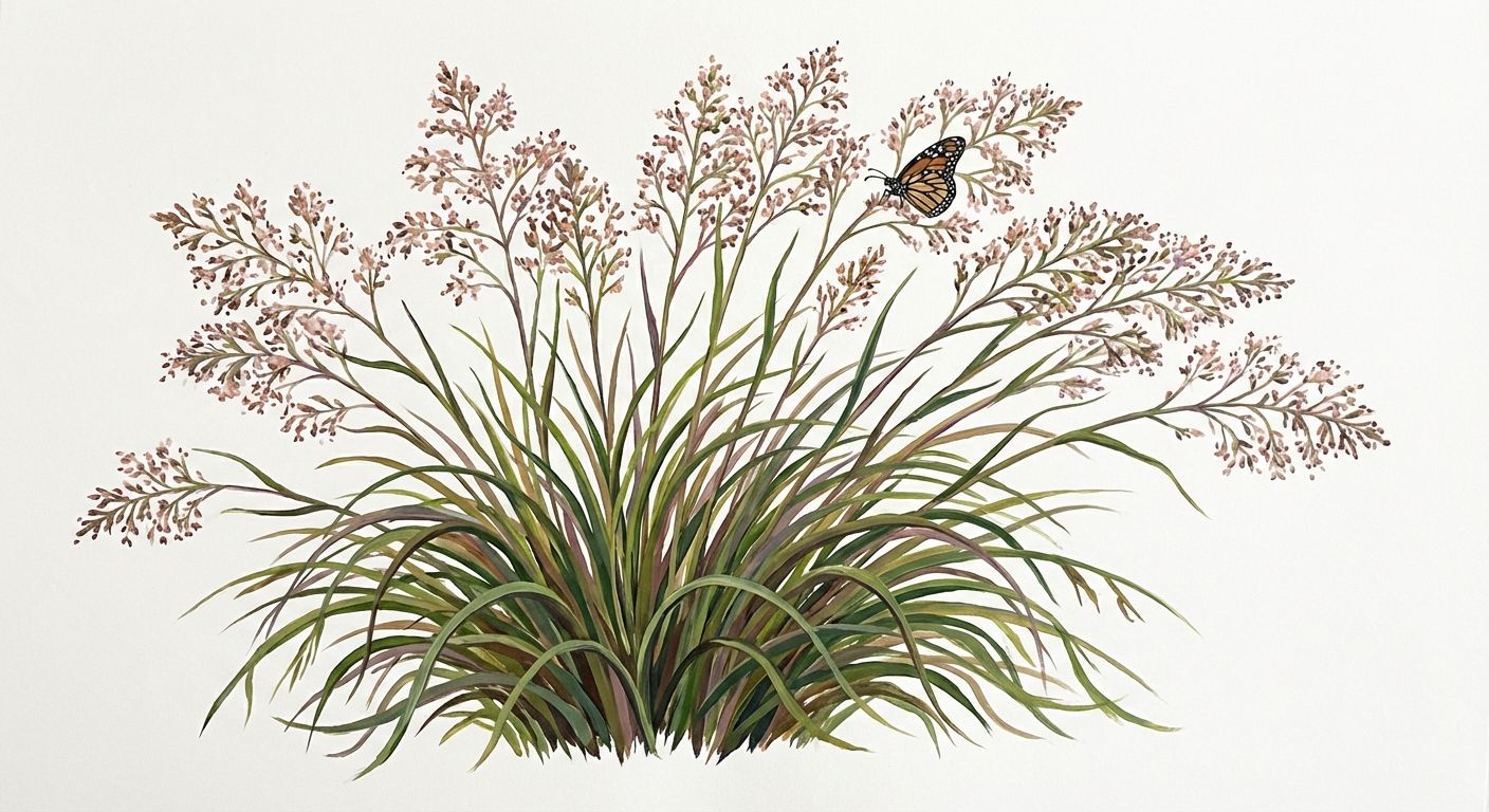 Prairie Dropseed (Sporobolus heterolepis), colorful illustration