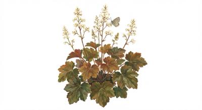 Autumn Bride Alumroot (Heuchera villosa 'Autumn Bride'), colorful illustration