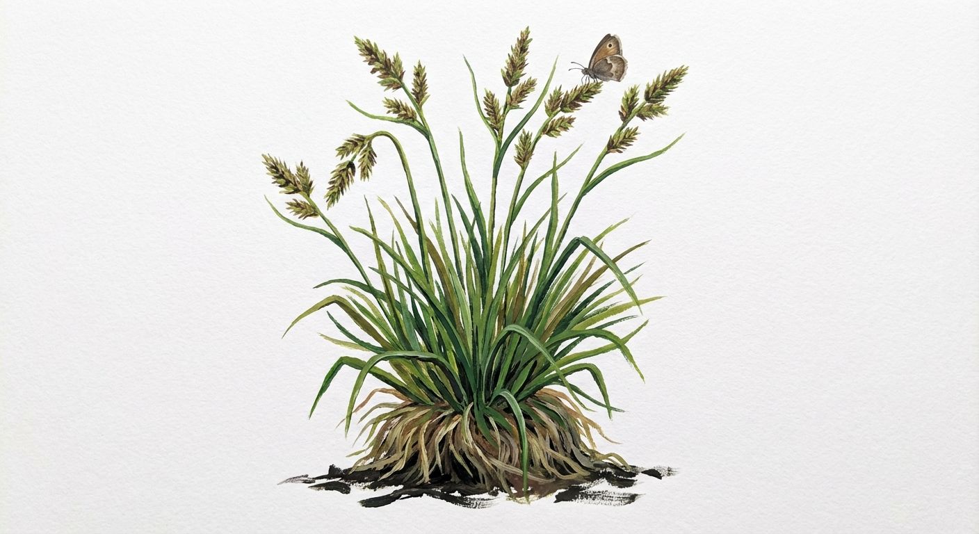 Tussock Sedge (Carex stricta), colorful illustration