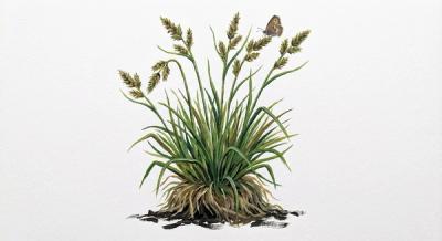 Tussock Sedge (Carex stricta), colorful illustration