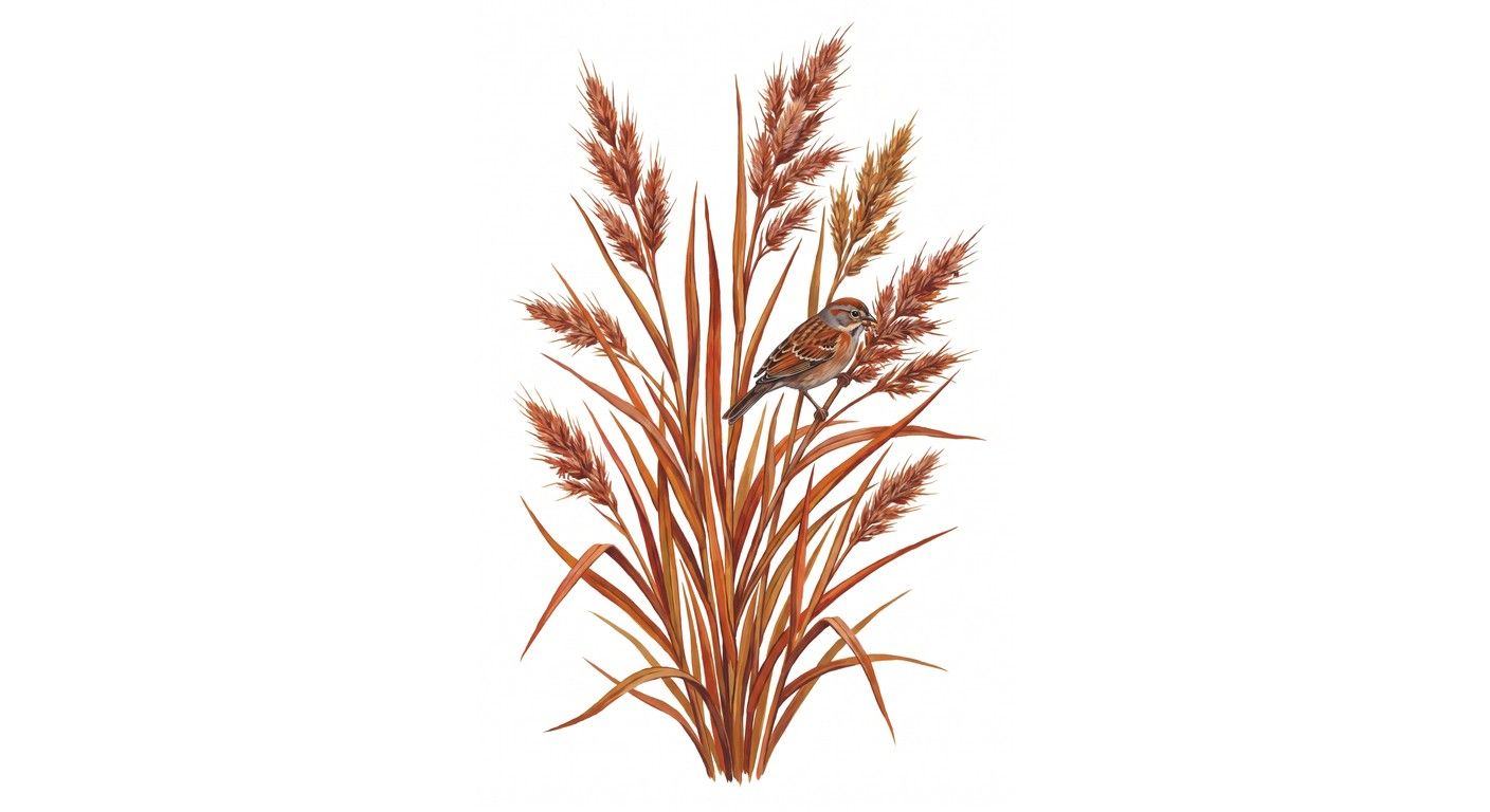 Elliot's Bluestem (Andropogon gyrans), colorful illustration