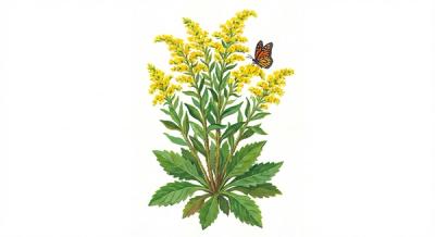 Stickly Goldenrod (Solidago racemosa), colorful illustration