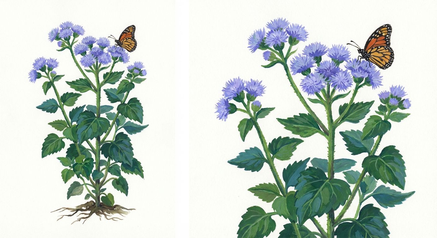Hardy Ageratum (Conoclinium coelestinum), colorful illustration