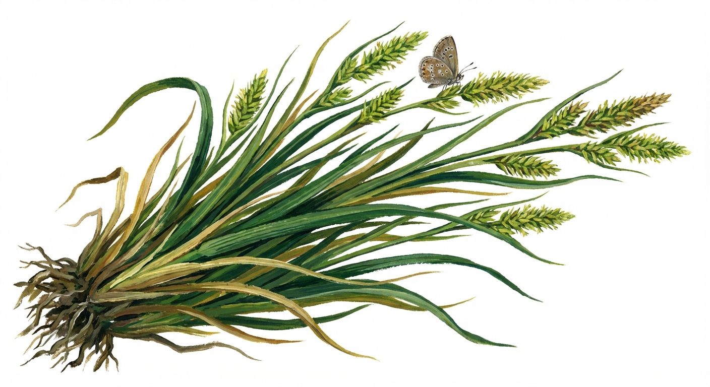 Sallow Sedge (Carex lurida), colorful illustration