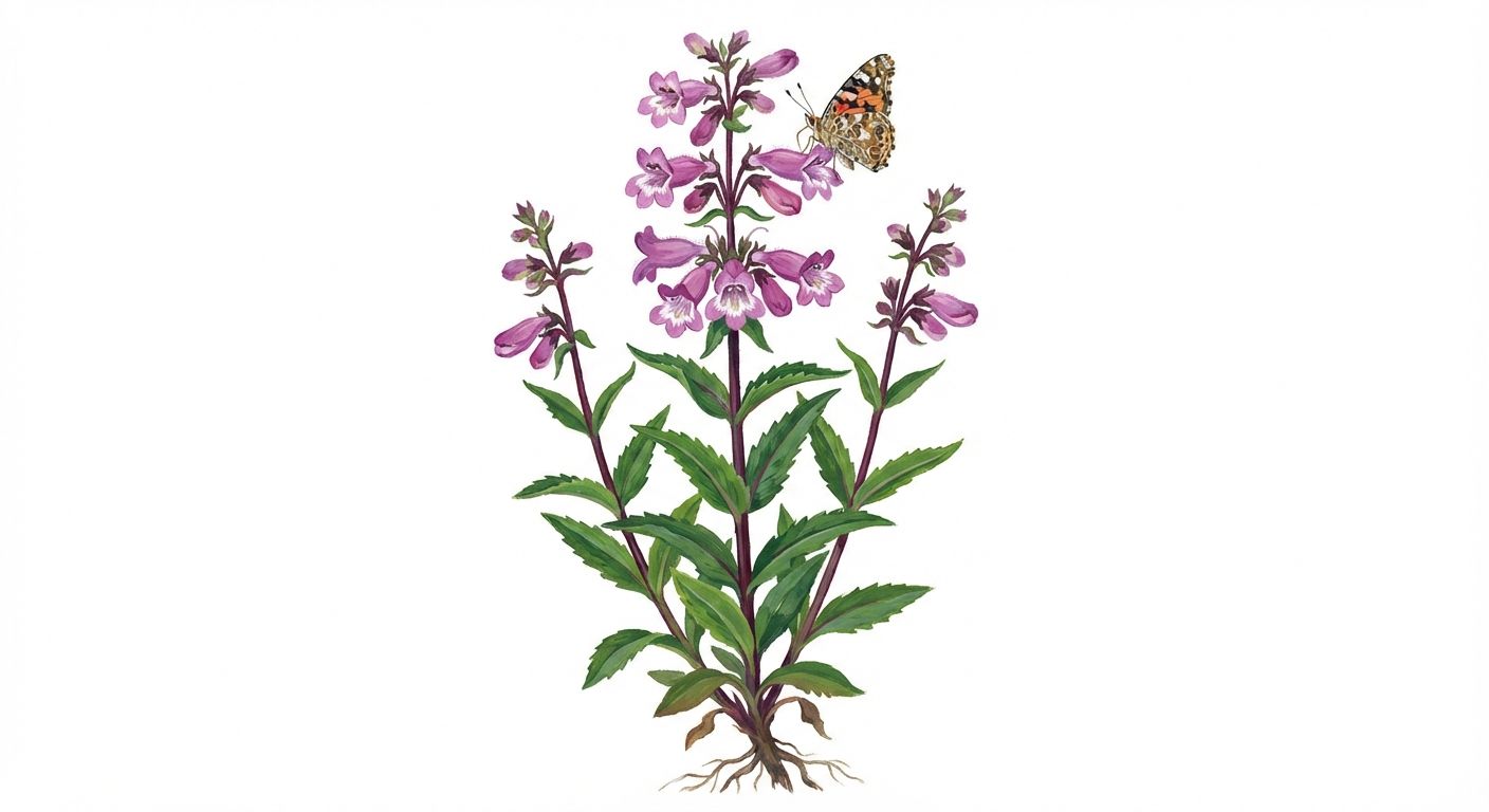 Small's Beardtongue (Penstemon smallii), colorful illustration