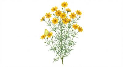 Threadleaf Tickseed 'Zagreb' (Coreopsis verticillata 'Zagreb'), colorful illustration