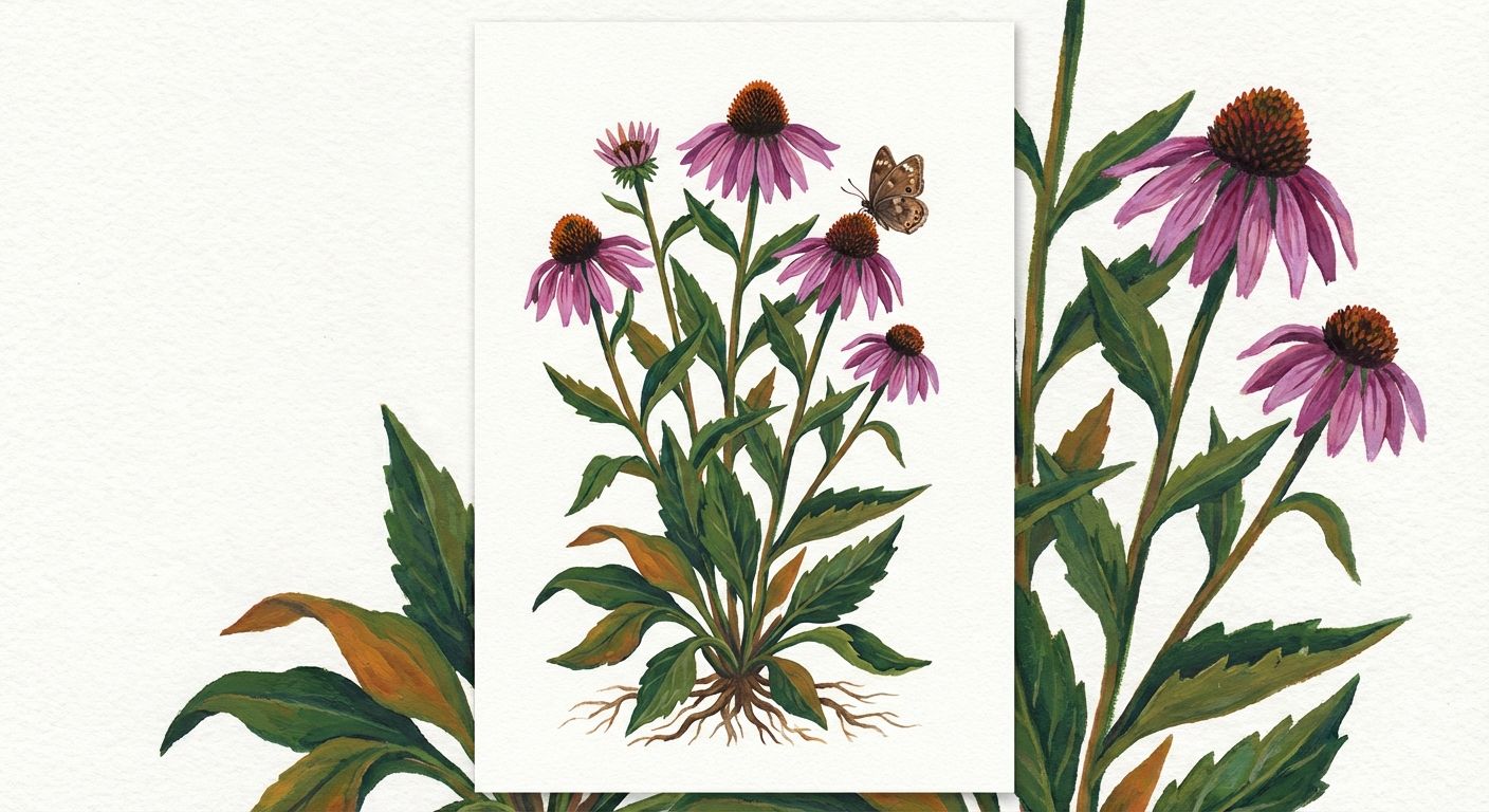Tennessee Coneflower (Echinacea tennesseensis), colorful illustration