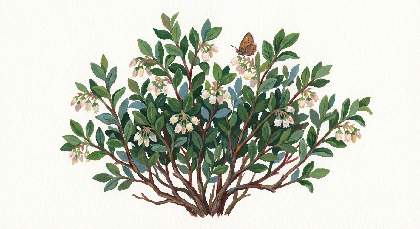 Lowbush Blueberry (Vaccinium angustifolium), colorful illustration
