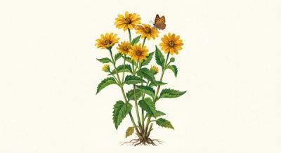 Perennial Sunflower (Heliopsis helianthoides), colorful illustration