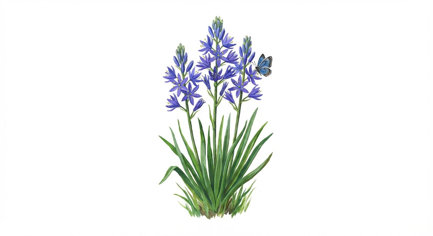 Atlantic Camas (Camassia scilloides), colorful illustration