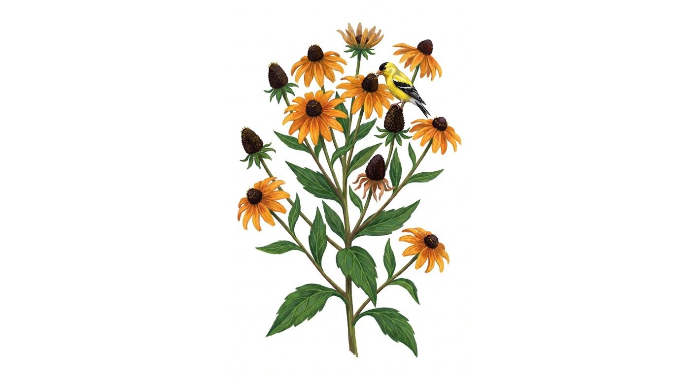 Black-eyed Susan (Rudbeckia fulgida var. fulgida), colorful illustration