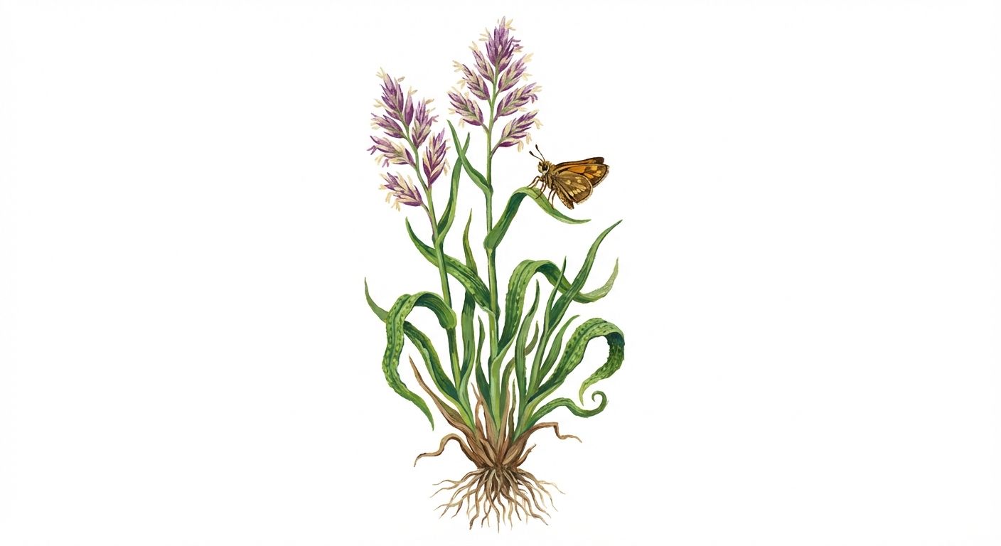 Poverty Oat Grass (Danthonia spicata), colorful illustration