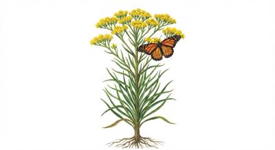 Grass-leaved Goldenrod (Euthamia graminifolia), colorful illustration