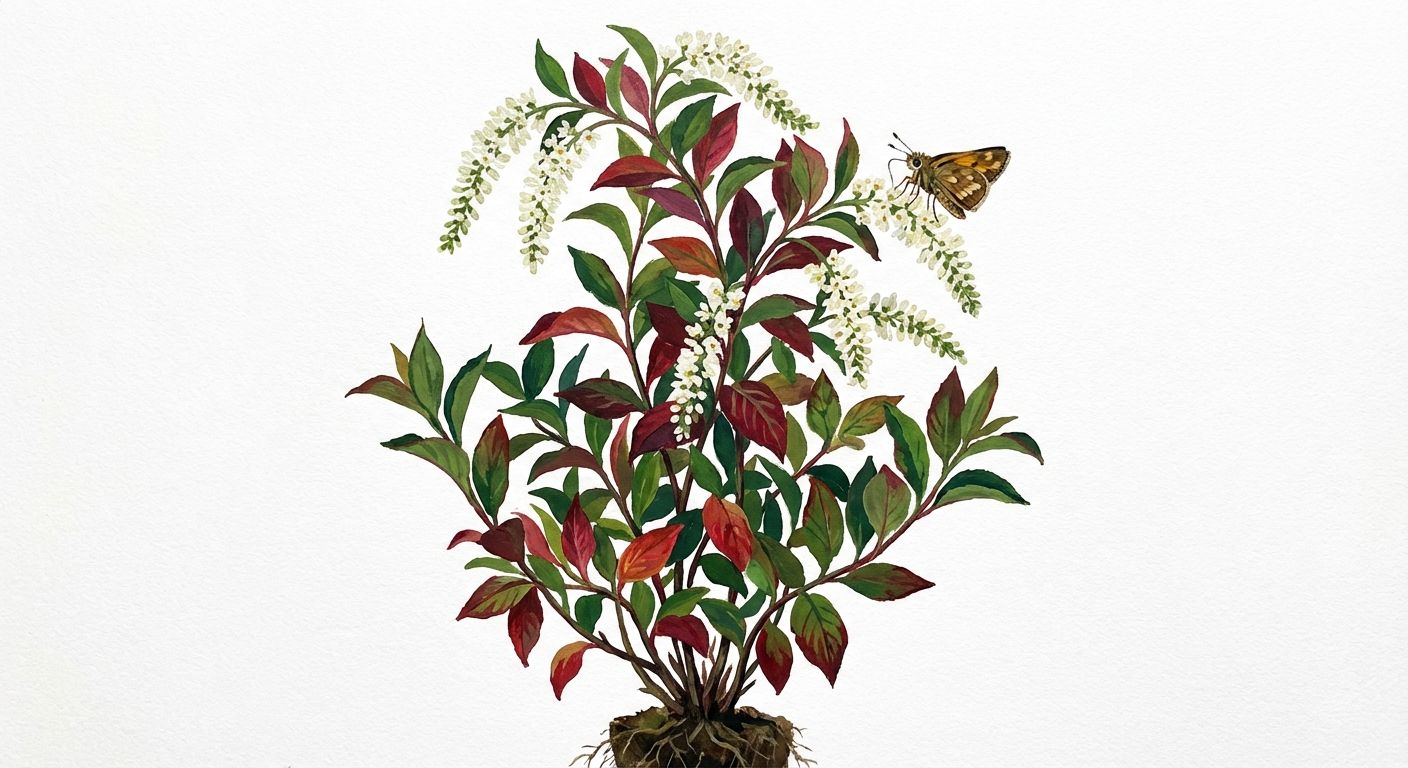 Henry's Garnet Sweetspire (Itea virginica 'Henry's Garnet'), colorful illustration