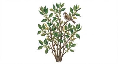 Jim Dandy Winterberry (Ilex verticillata 'Jim Dandy'), colorful illustration