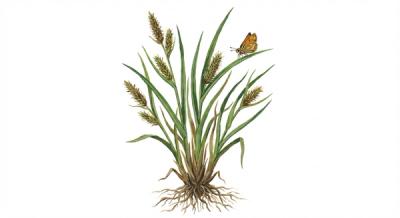 Creek Sedge (Carex amphibola), colorful illustration