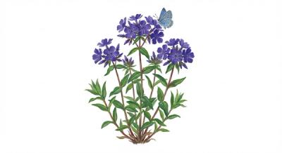 Woodland Phlox (Phlox divaricata 'Blue Moon'), colorful illustration