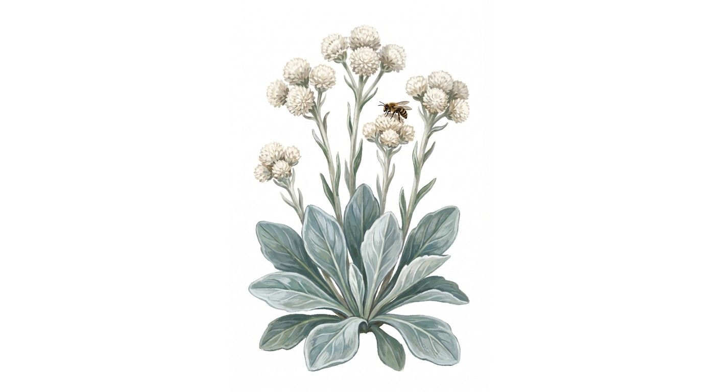 Plantainleaf Pussytoes (Antennaria plantaginifolia), colorful illustration