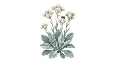 Plantainleaf Pussytoes (Antennaria plantaginifolia), colorful illustration