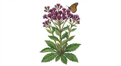 Broadleaf Ironweed (Vernonia glauca), colorful illustration