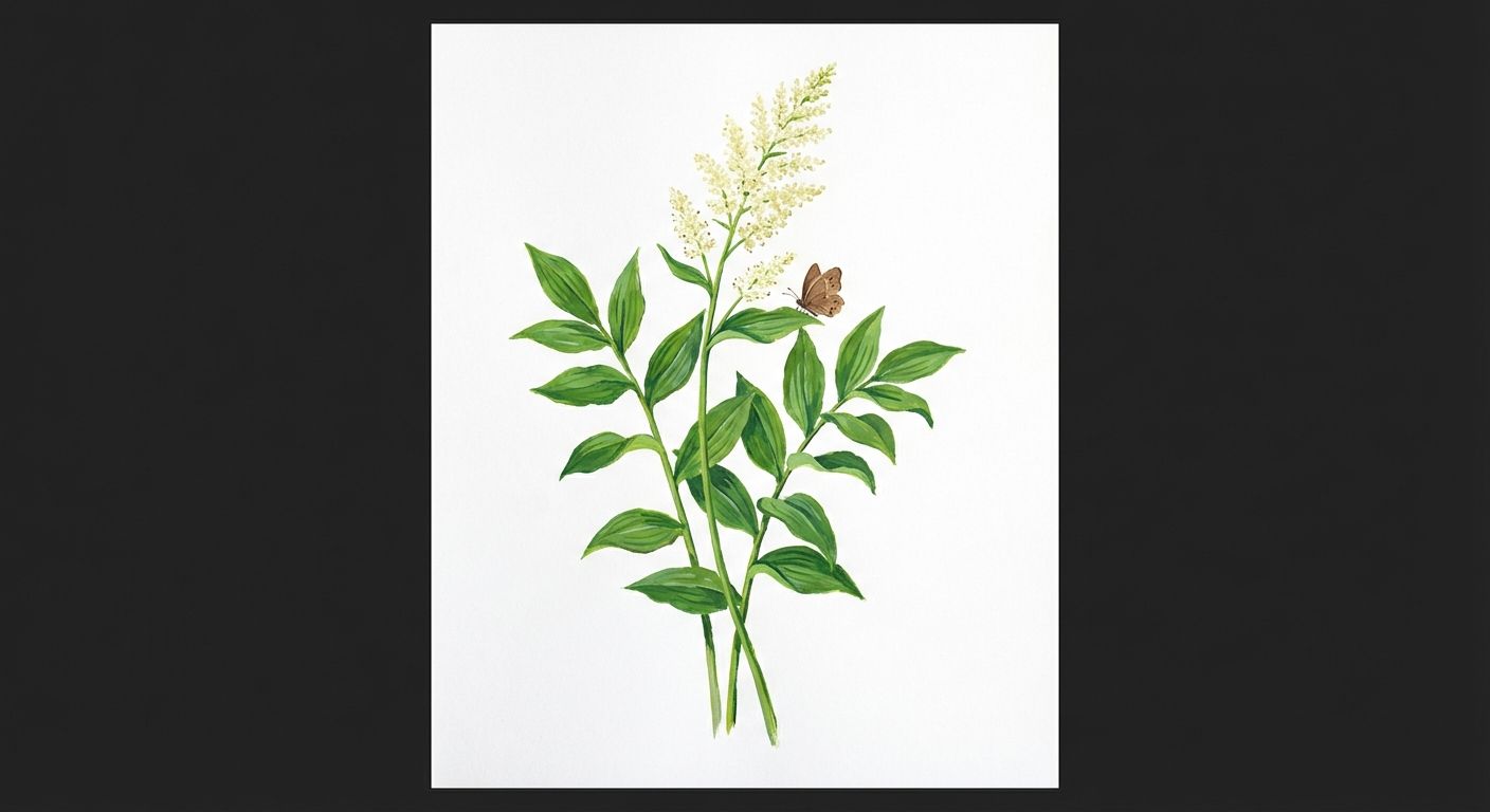 Solomon's Plume (Maianthemum racemosum), colorful illustration