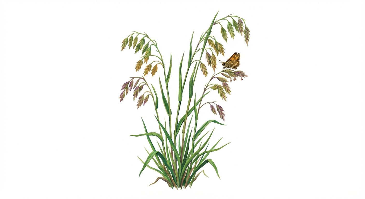 Slender Wood Oats (Chasmanthium laxum), colorful illustration