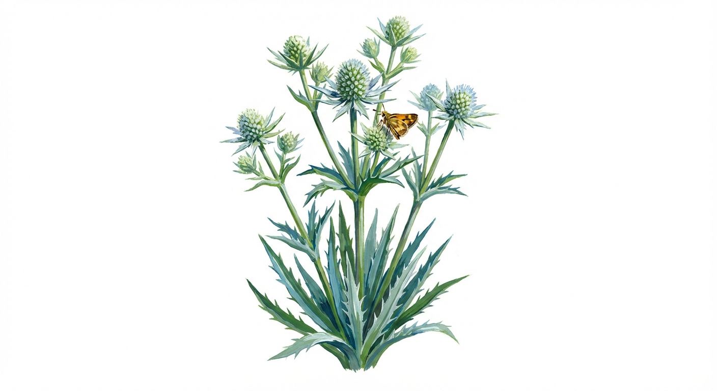 Rattlesnake Master (Eryngium yuccifolium), colorful illustration
