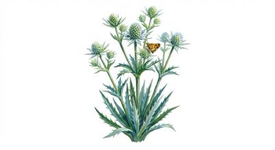 Rattlesnake Master (Eryngium yuccifolium), colorful illustration