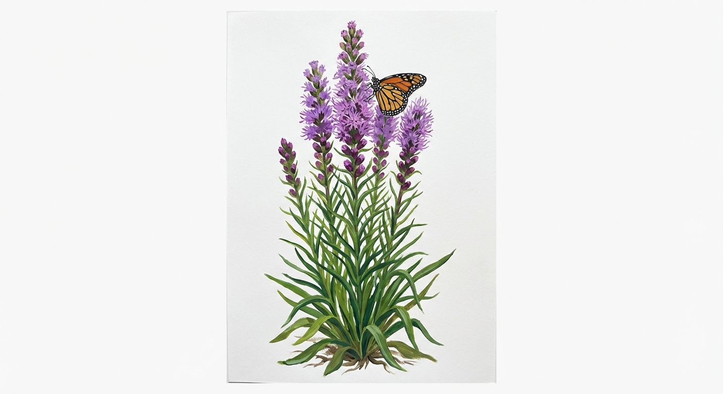 Prairie Blazing Star (Liatris pycnostachya), colorful illustration