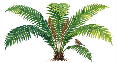 Ostrich Fern (Matteuccia struthiopteris), colorful illustration