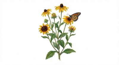 Black-eyed Susan (Annual) (Rudbeckia hirta), colorful illustration