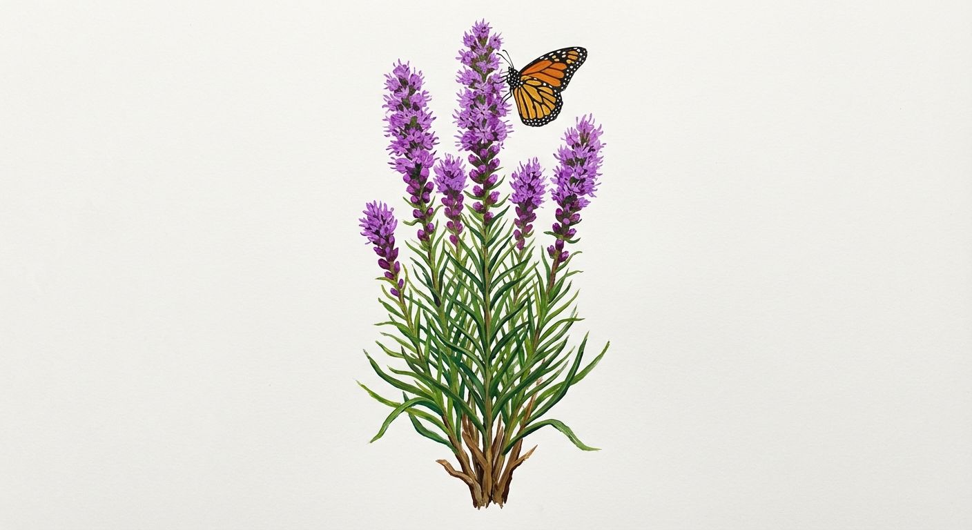 Rough Blazing Star (Liatris punctata), colorful illustration