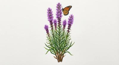 Rough Blazing Star (Liatris punctata), colorful illustration