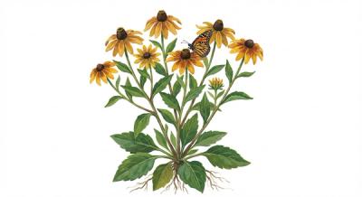 Sweet Coneflower (Rudbeckia subtomentosa), colorful illustration