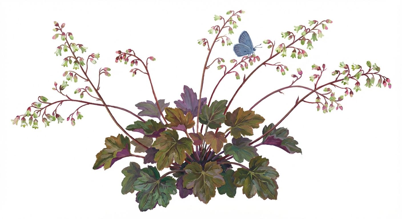Alumroot (Heuchera americana), colorful illustration