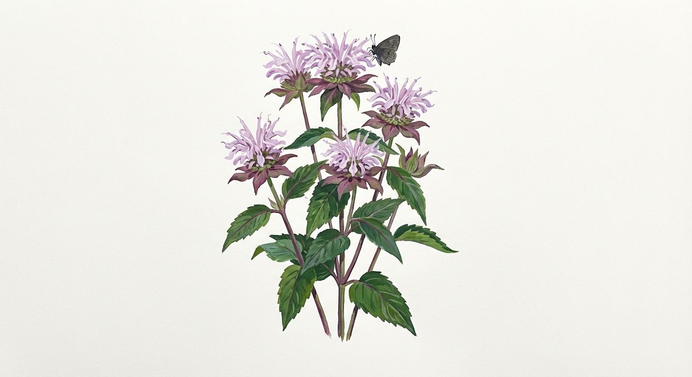 Eastern Beebalm (Monarda bradburiana), colorful illustration