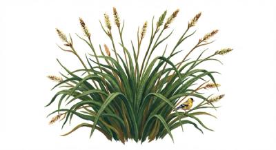 Cherokee Sedge (Carex cherokeensis), colorful illustration