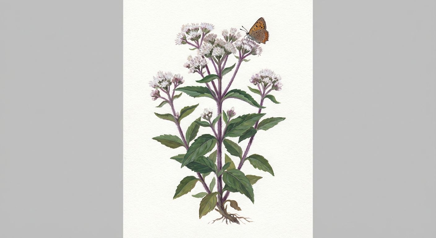 Hairy Thoroughwort (Eupatorium pubescens), colorful illustration