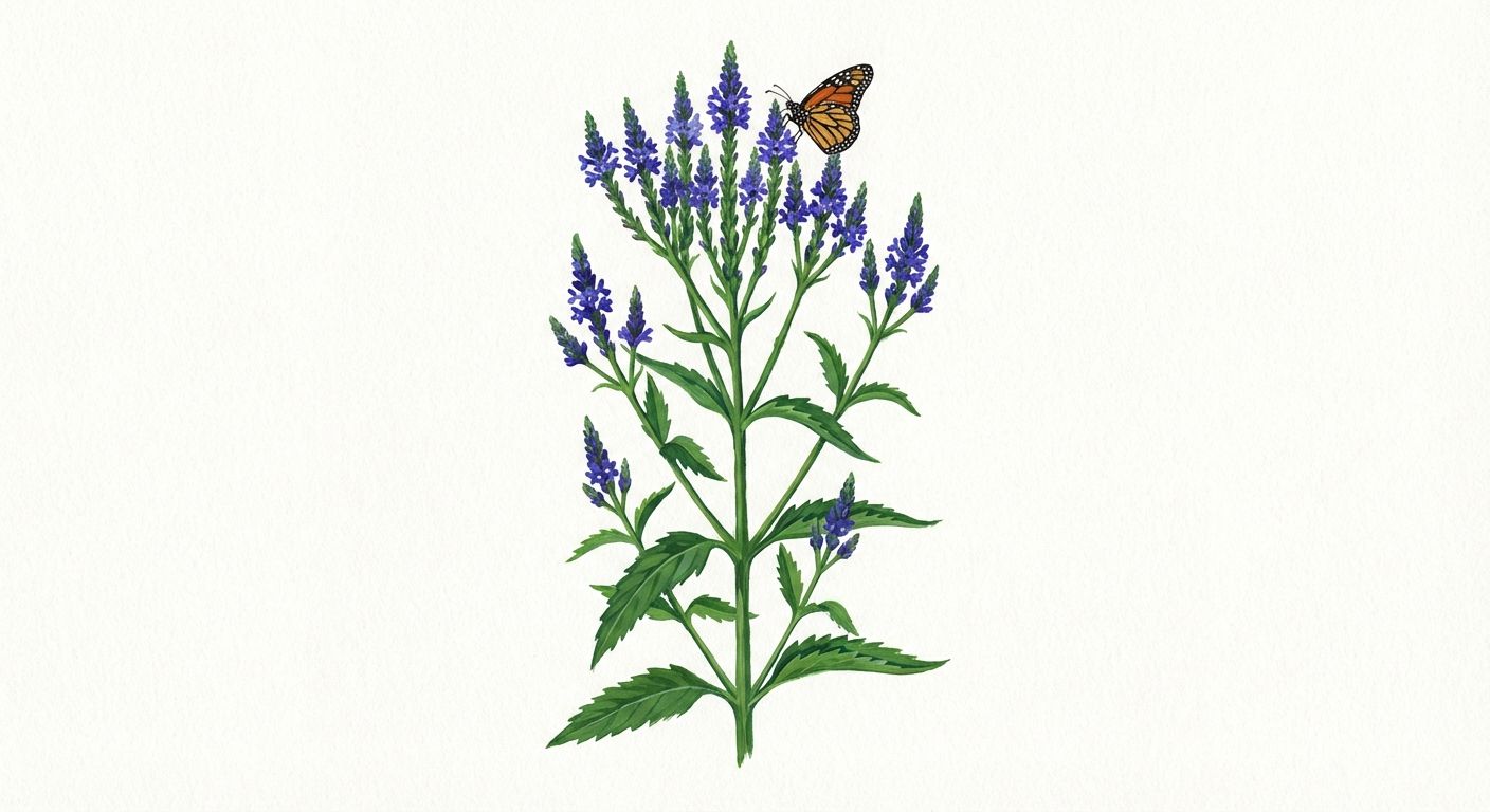 Blue Vervain (Verbena hastata), colorful illustration