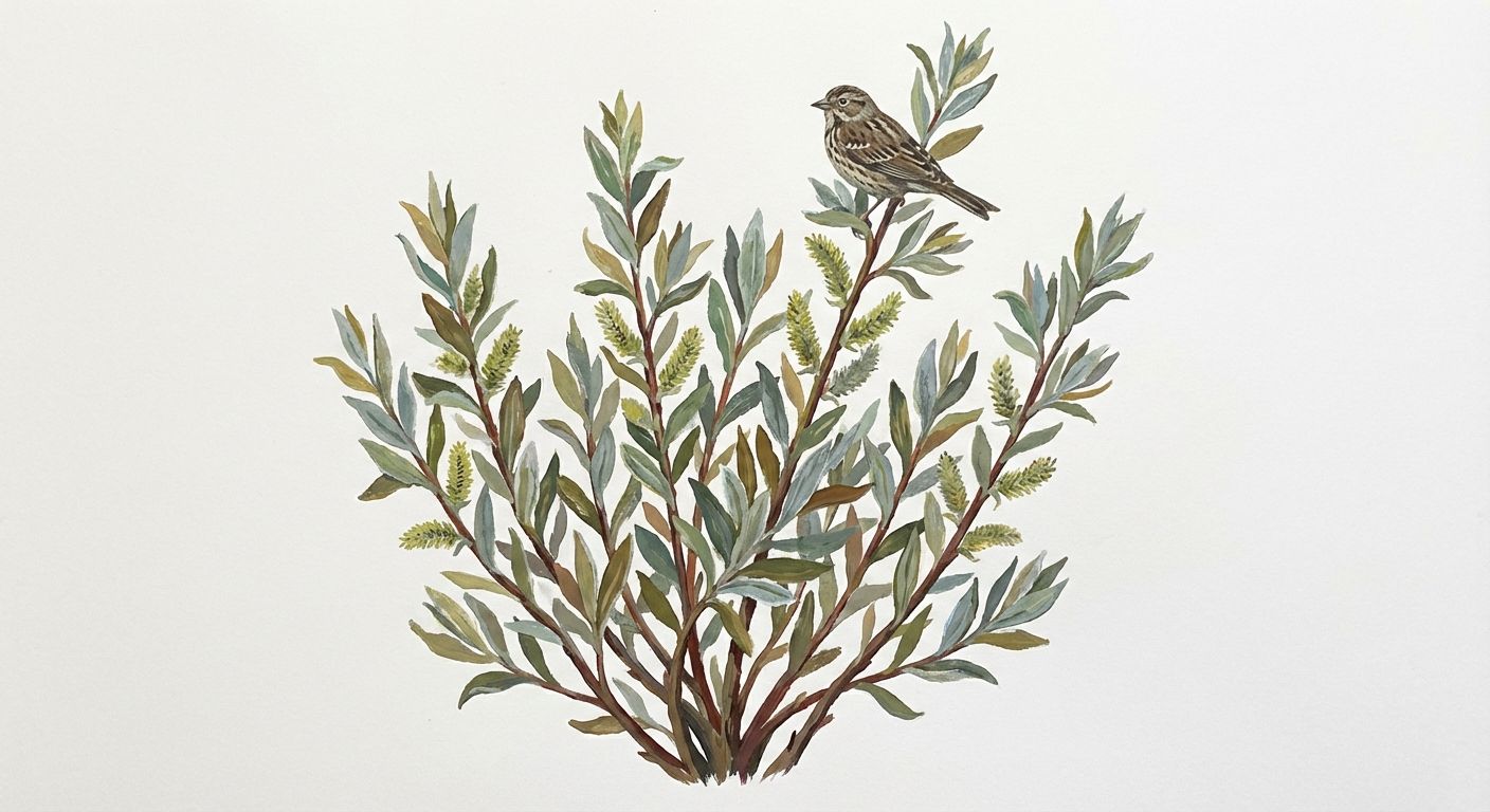 Upland Willow (Salix humilis), colorful illustration