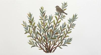 Upland Willow (Salix humilis), colorful illustration