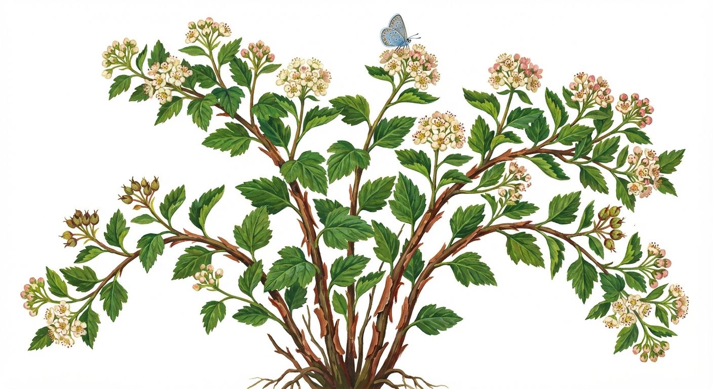 Ninebark (Physocarpus opulifolius), colorful illustration