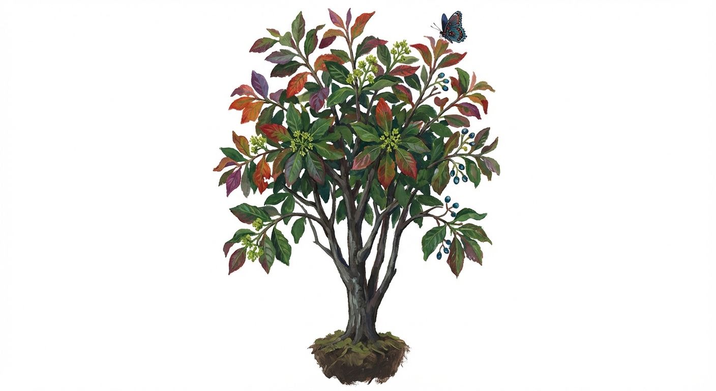 Black Gum (Nyssa sylvatica), colorful illustration