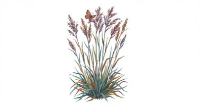 Little Bluestem 'Standing Ovation' (Schizachyrium scoparium 'Standing Ovation'), colorful illustration