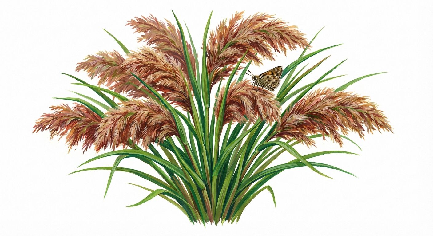 Woolgrass (Scirpus cyperinus), colorful illustration