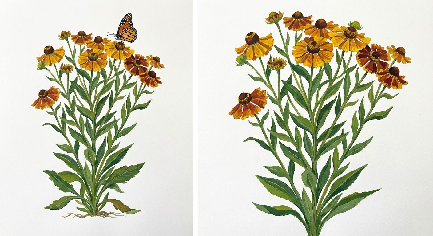 Helen's Flower (Helenium autumnale), colorful illustration